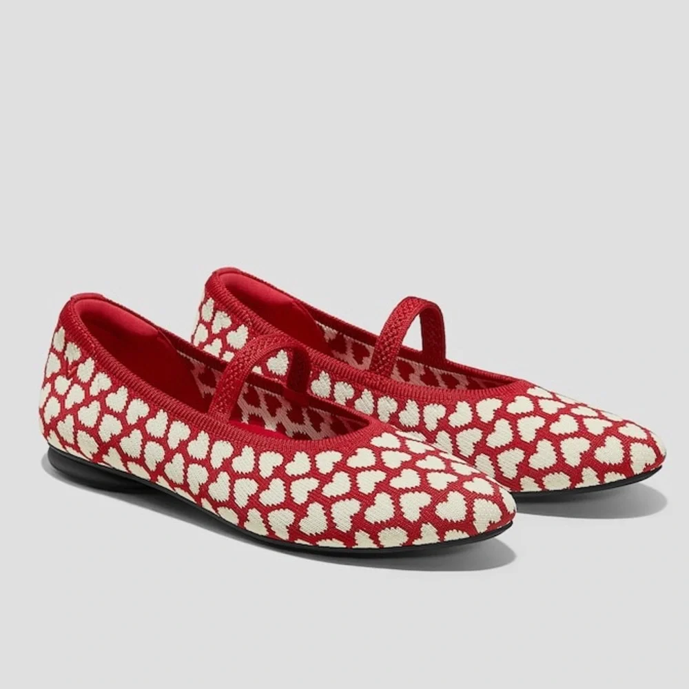 Vivaia Tamia Almond-Toe‎ Mary-Jane Valentine's Day Cream Ivory Red Heart 41 9.5